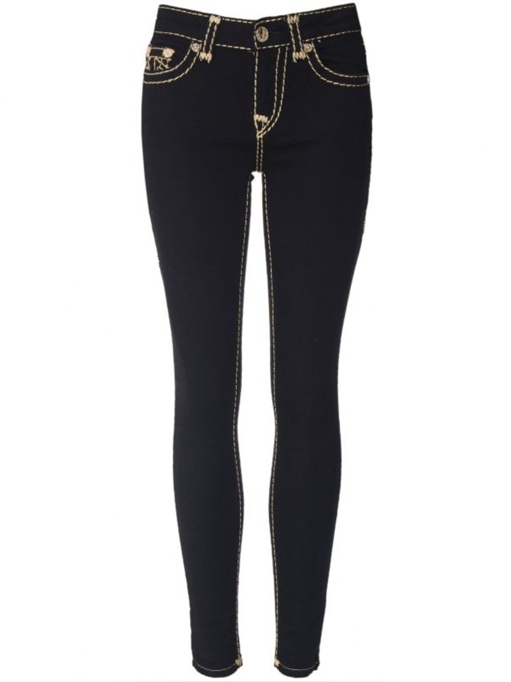 True Religion Jennie HR SS Flap Lurex Big T Jeans - Body Rinse